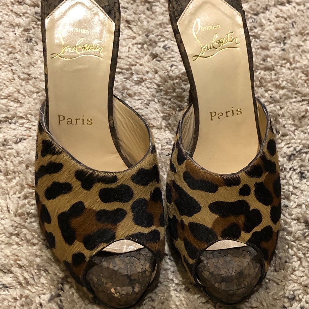 Christian Louboutin leopard print pony hair heels